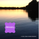 Sunset on water with title Ministry