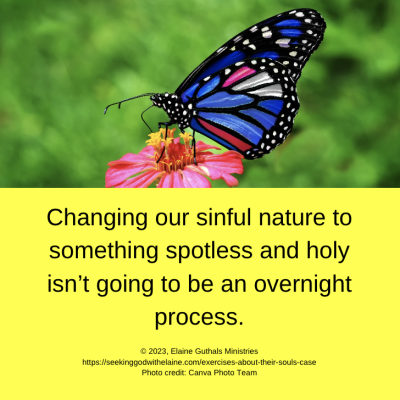 Changing our sinful nature to something spotless and holy isn’t going to be an overnight process.