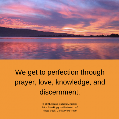 We get to perfection through prayer, love, knowledge, and discernment.