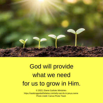 God will provide what we need for us to grow in Him.