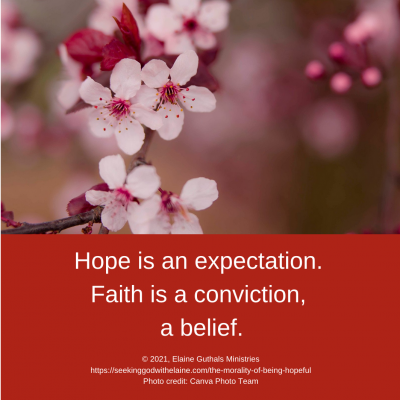 Hope is an expectation. Faith is a conviction, a belief.