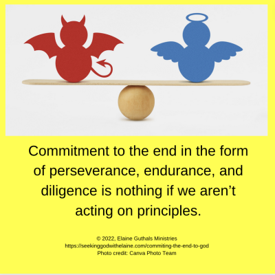 Commitment to the end in the form of perseverance, endurance, and diligence is nothing if we aren’t acting on principles.