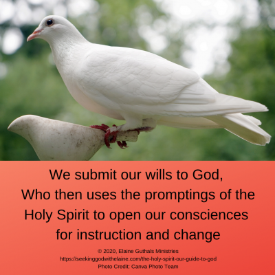 We submit our wills to God, Who then uses the promptings of the Holy Spirit to open our consciences for instruction and change