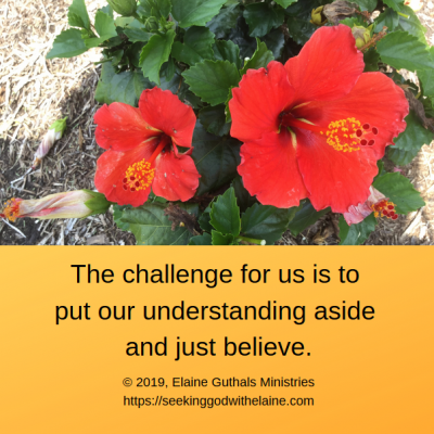 The challenge for us is to put our understanding aside and just believe.