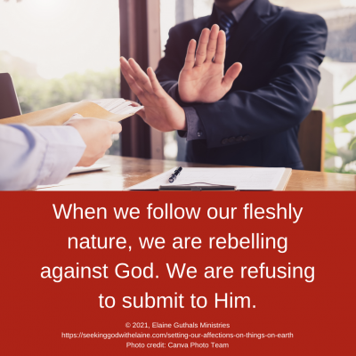 When we follow our fleshly nature, we are rebelling against God. We are refusing to submit to Him.