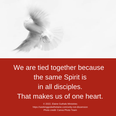 We are tied together because of the same Spirit is in all disciples. That makes us of one heart.