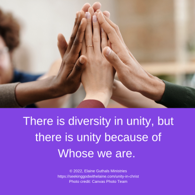 There is diversity in unity, but there is unity because of Whose we are. 